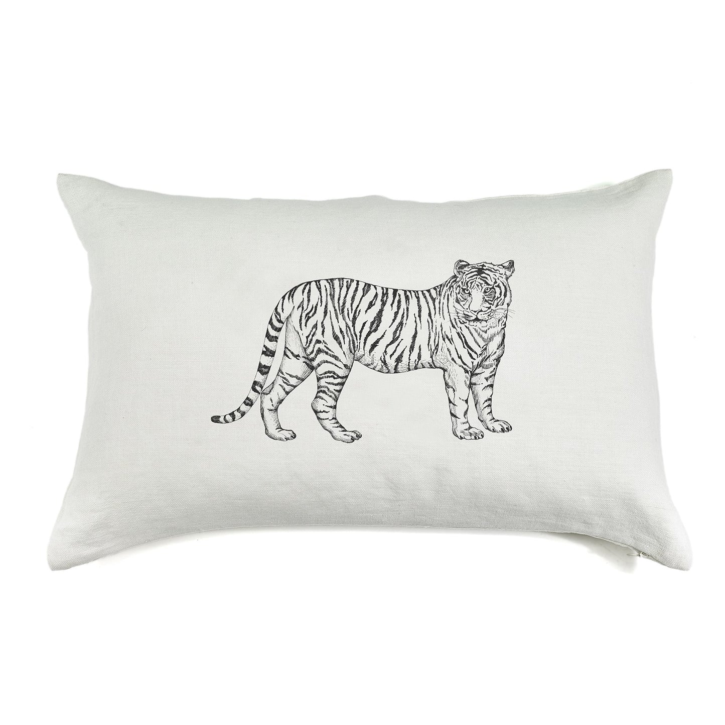 Funda De Cojín 60X40 · Puro Lino Lavado · Diseño Tigre - Lo de Manuela