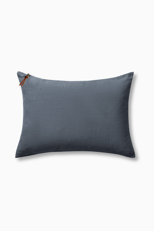 Funda De Cojín · Puro Lino Lavado · Azul Piedra