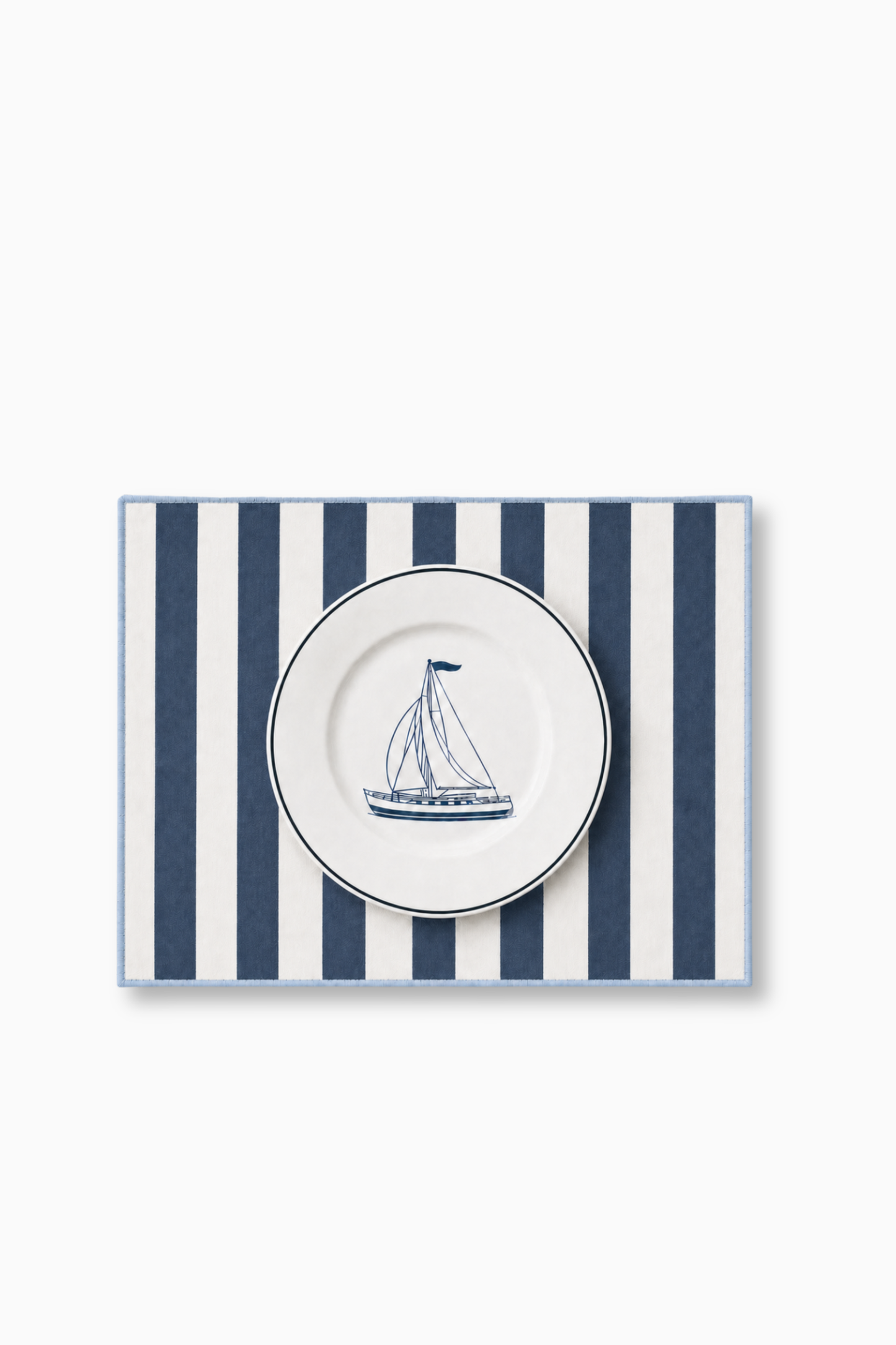 Individual/Servilleta · Diseño Barco Rayas · Azul