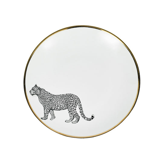 Plato grande · Porcelana de Limoges · Diseño leopardo