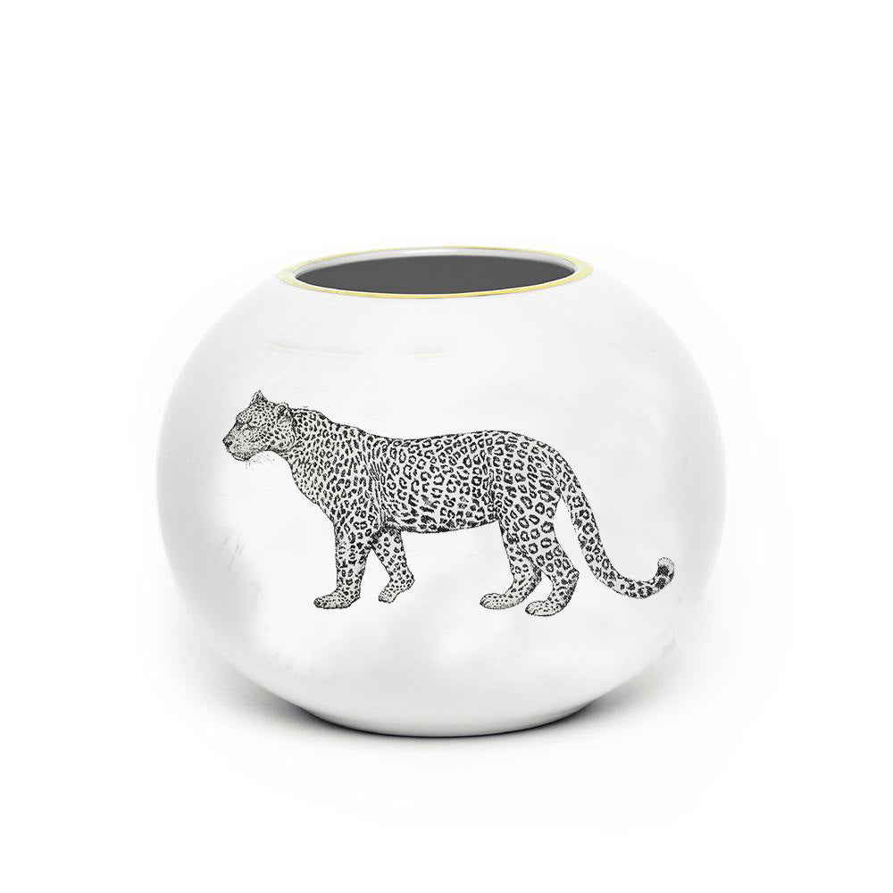 Jarrón · Porcelana de Limoges · Diseño leopardo