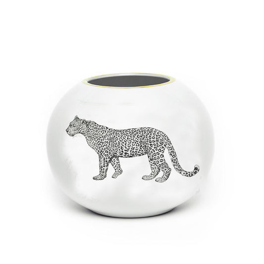 Jarrón · Porcelana de Limoges · Diseño leopardo