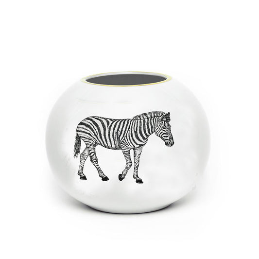Jarrón · Porcelana de Limoges · Diseño cebra