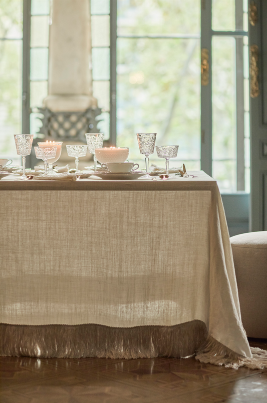Mantel · Puro Lino Lavado · Flecos · Velada