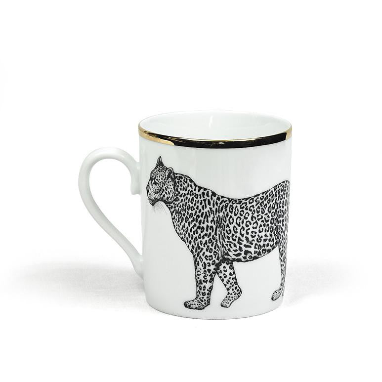 taza leopardo de porcelana de limoges