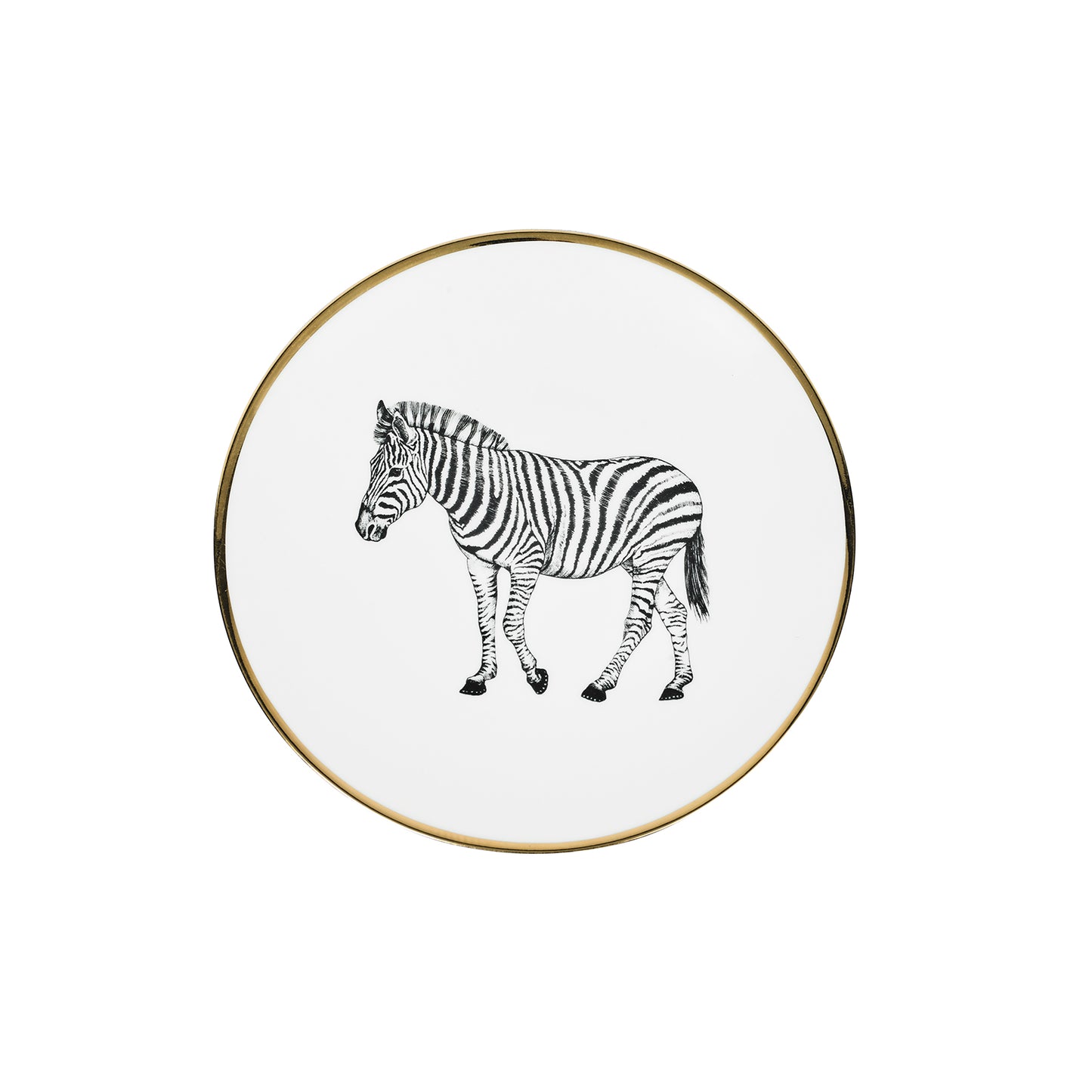Plato de postre · Porcelana de Limoges · Diseño cebra