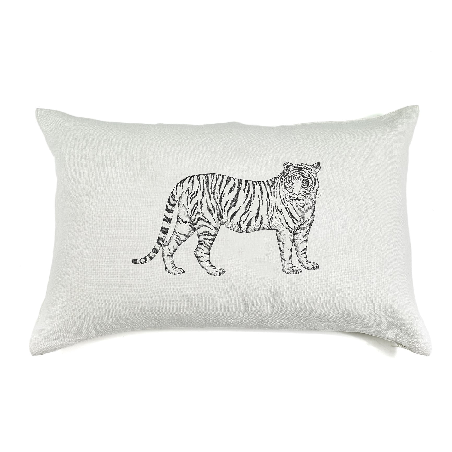 Funda De Cojín 60X40 · Puro Lino Lavado · Diseño Tigre - Lo de Manuela