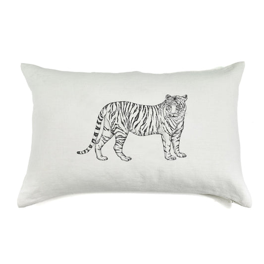 Funda De Cojín 60X40 · Puro Lino Lavado · Diseño Tigre - Lo de Manuela