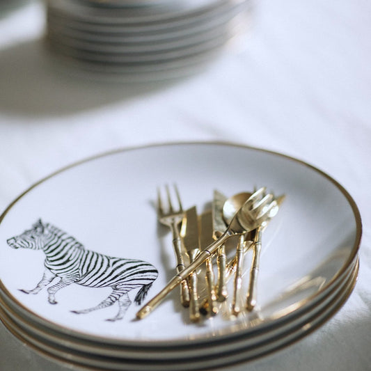 Plato grande · Porcelana De Limoges · Diseño cebra